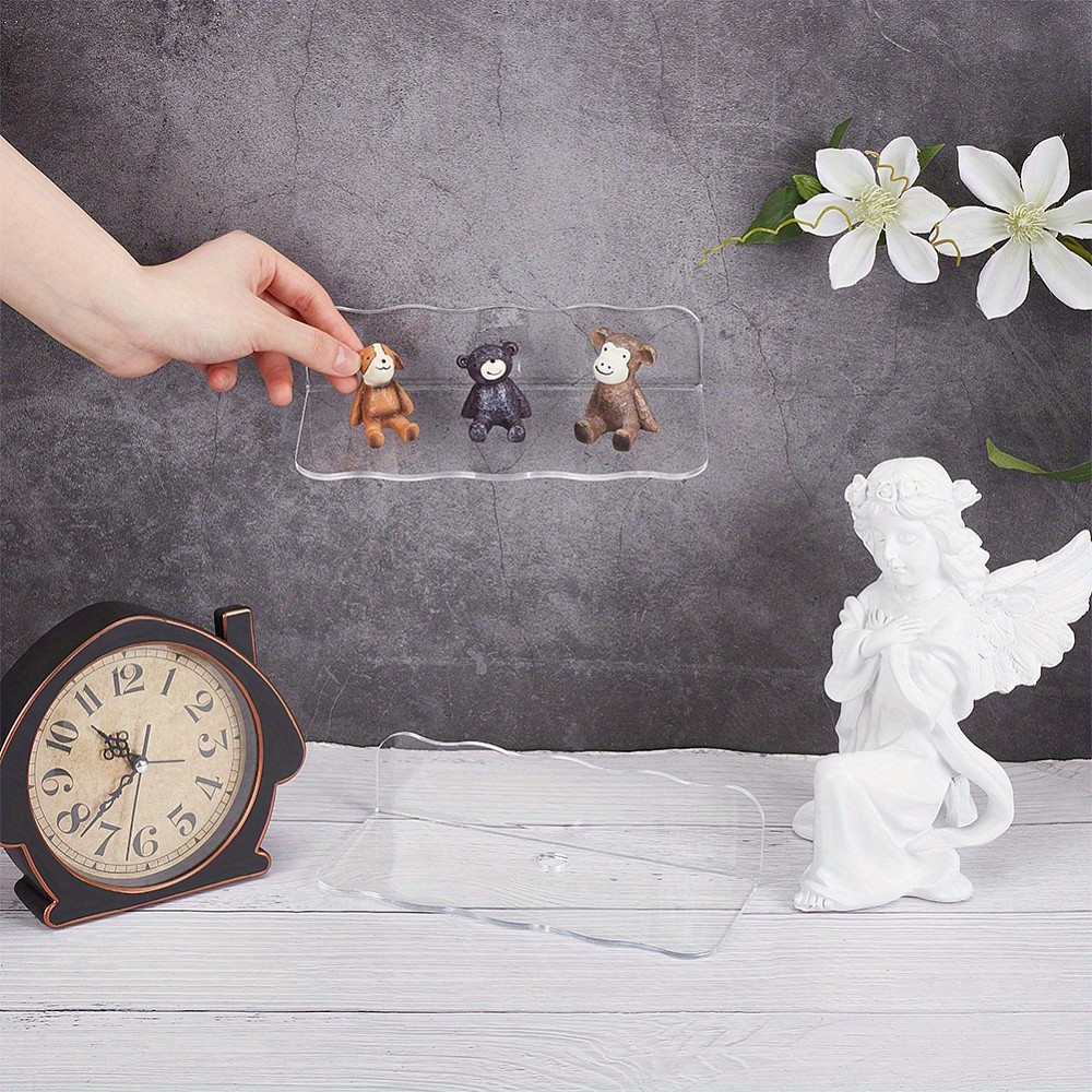 2pcs Clear Acrylic Wall Corner Storage Rack Rectangle 88x200x48mm Storage Boxes