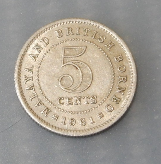 1961 Malaysia & British Borneo 5 Cent Coin