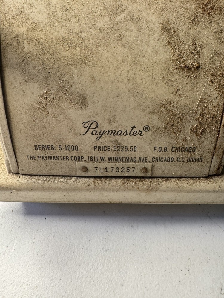 Vintage Paymaster Series S-1000 Check Writer With KEY
