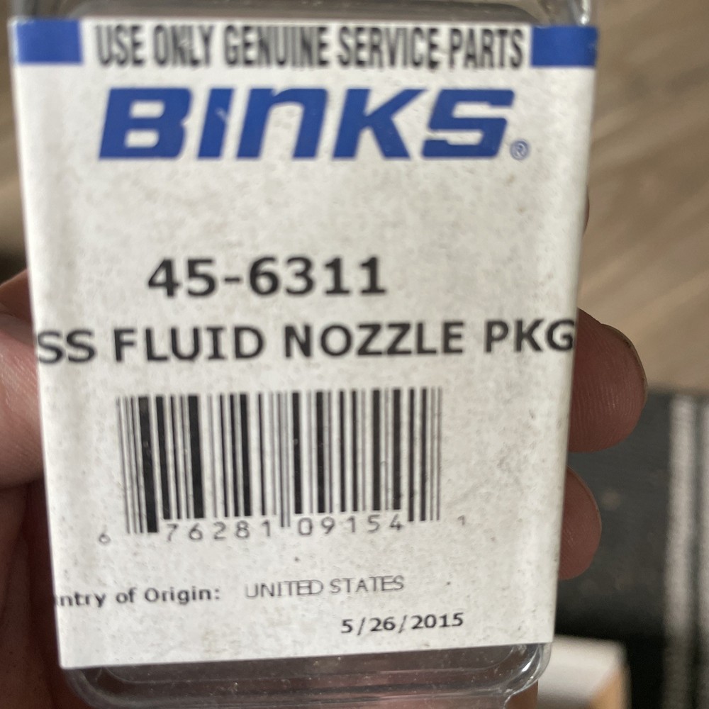 Binks 45-6311 63ASS Fluid Nozzle PKGD New Genuine Binks