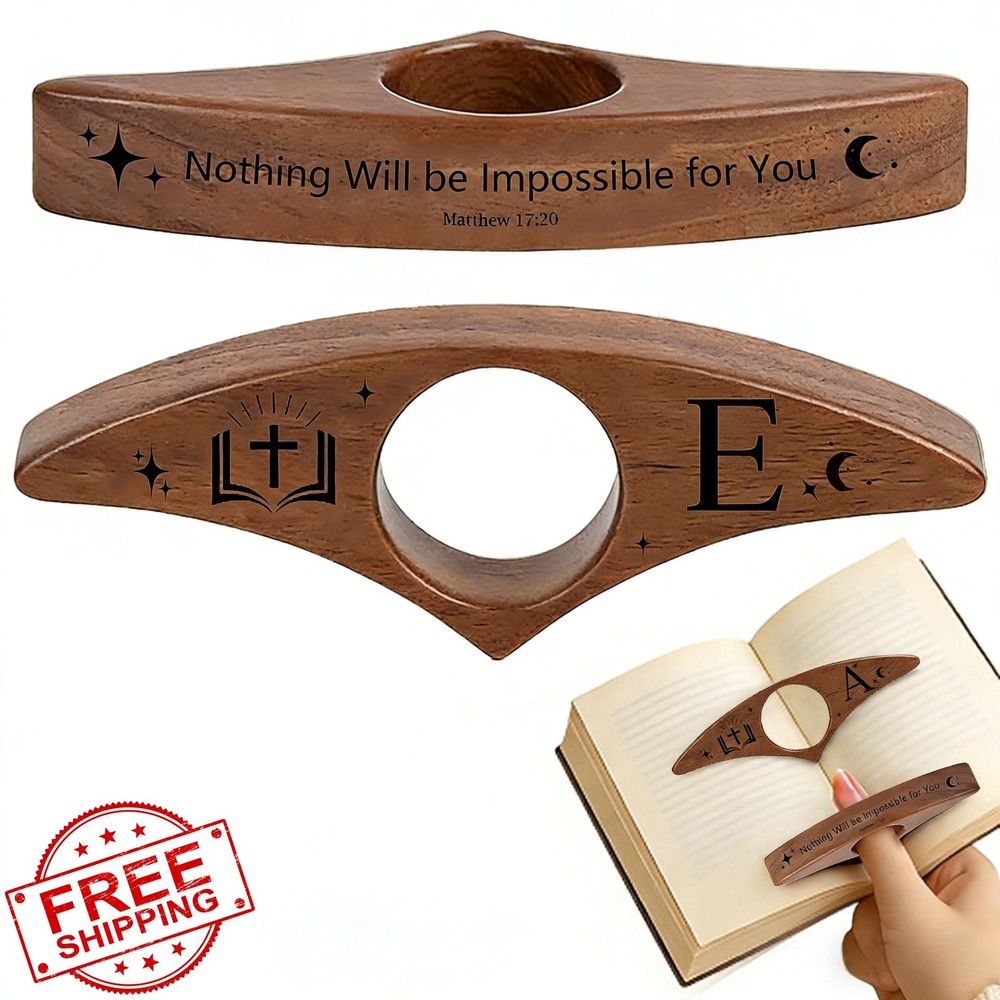 Walnut Thumb Book Holder Initials B E Reader Bookmark Gift