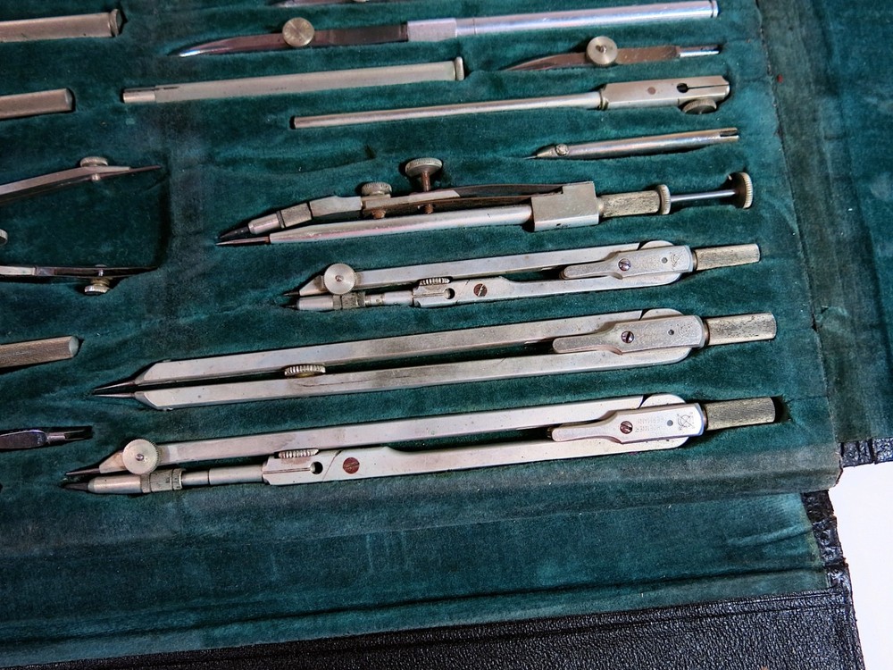 Vintage Engineer/Architect Drafting Compass Set — N.Y. Blue-Detroit