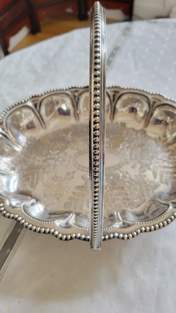 Antique ALBERT J. BEARDSHAW & CO OLD SHEFFIELD SILVER PLATE FOOTED BASKET