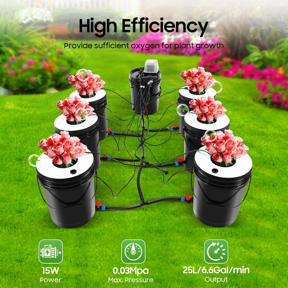 DWC 5 Gallon 6 Buckets Hydroponics Growing System Recirculating Growing Kit New