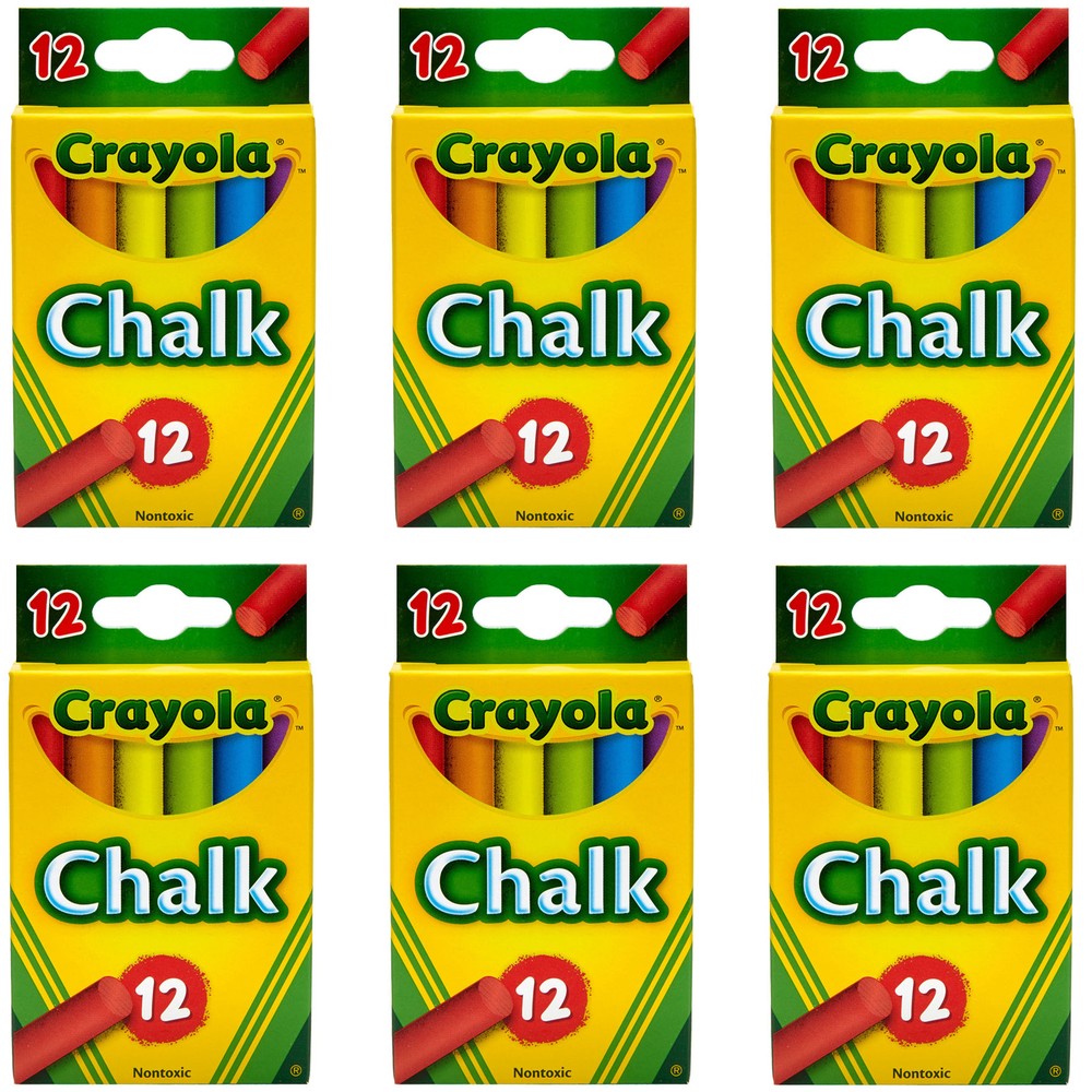 Crayola 12 Count Multi-Colored Chalk, 6 Pack x 12 Sticks