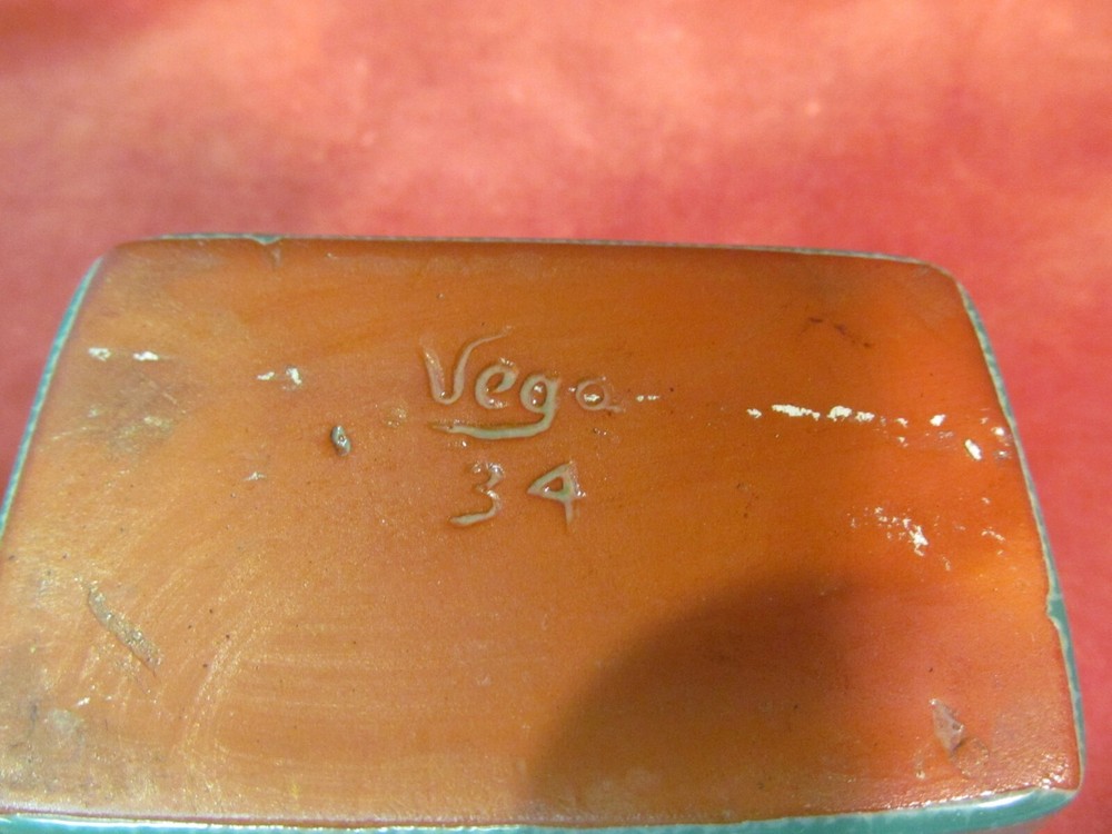 3 1/2" BROWN & GREEN DRIP PLANTER SIGNED VEGA 34