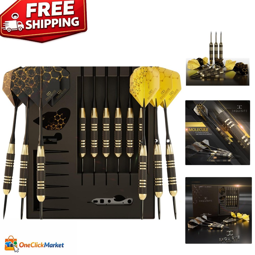 Ultimate Steel Tip Darts Set: Brass Barrels, Versatile Flights, Sharpener & Case