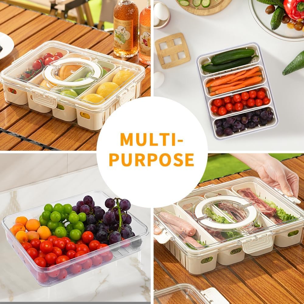 KocelFir Fridge Fruit Storage Containers - 4 Comp. Snackle Box Organizer