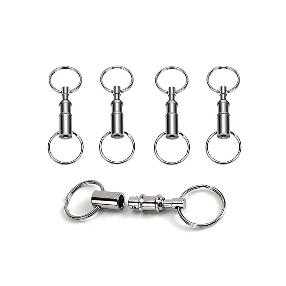 Quick Release Detachable Pull Apart Keychain Unisex Adult Silver 4 PCS