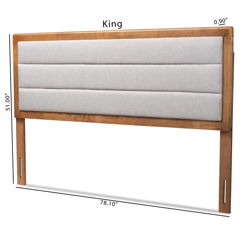 Baxton Studio Dexter Light Gray and Brown Finished Wood Queen Size Headboard