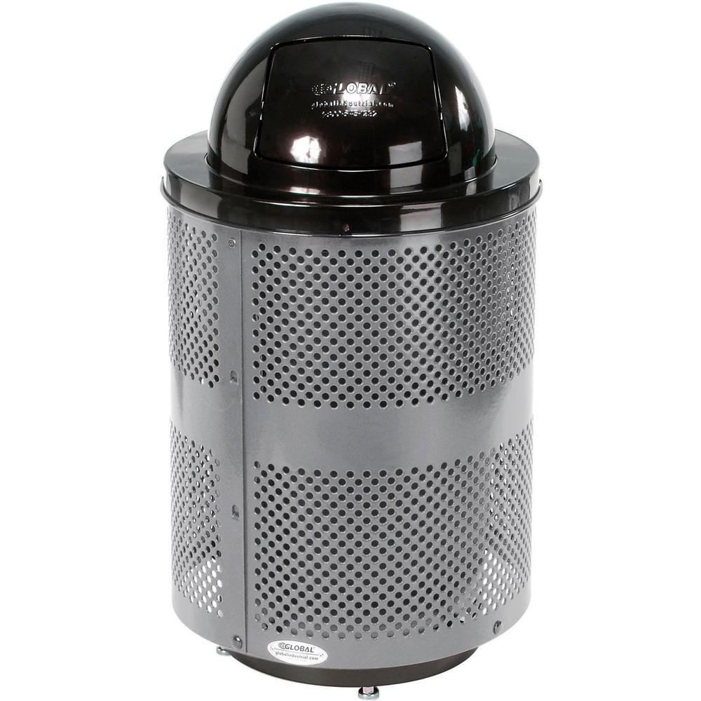 36 Gallon Deluxe Thermoplastic Perforated Receptacle w/Dome  Base Gray