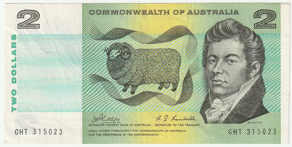 Australia 2 Dollars Banknote 1968 About Uncirculated Cond "Macarthur"Pick#38-C