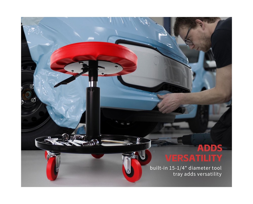 MaxWorks 80771 Pneumatic Roller Seat/Creeper with Adjustable Height - 300 lb ...