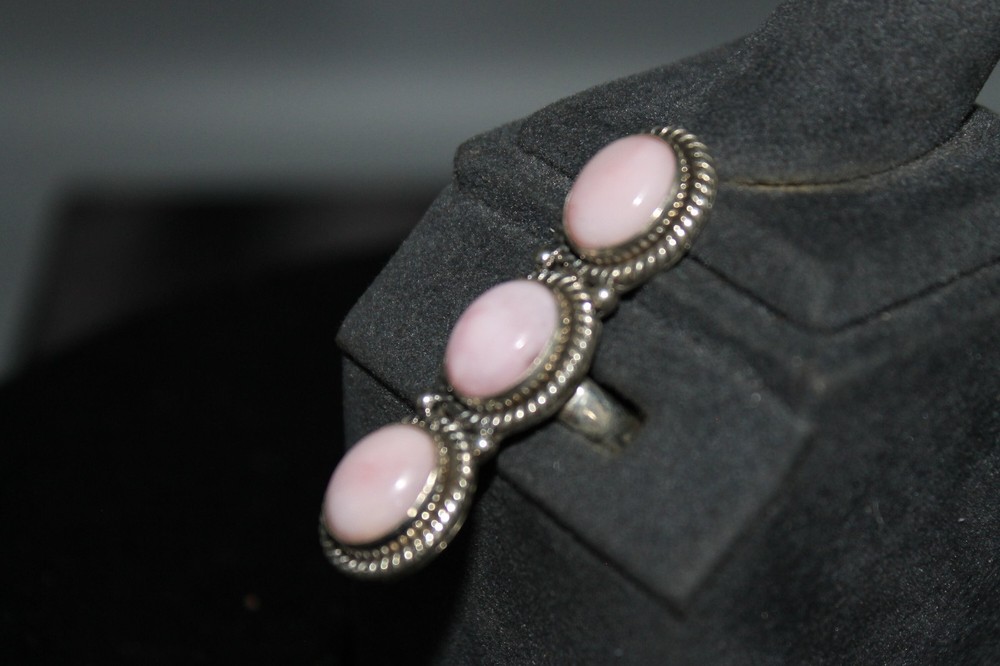 Pink Opal and Sterling Silver Ring