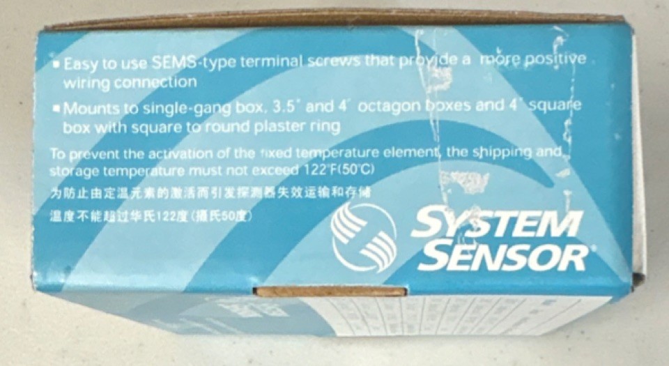 System Sensor 5604 Heat Detector Single Circuit 194°F Fixed Temp