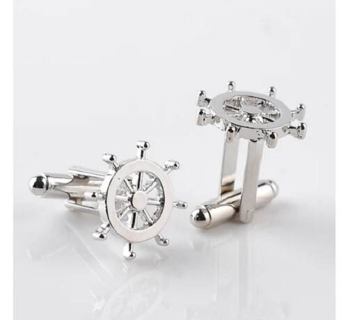 Solid 935 Argentium Silver Ship Handle Design Men's Fashion Cufflinks