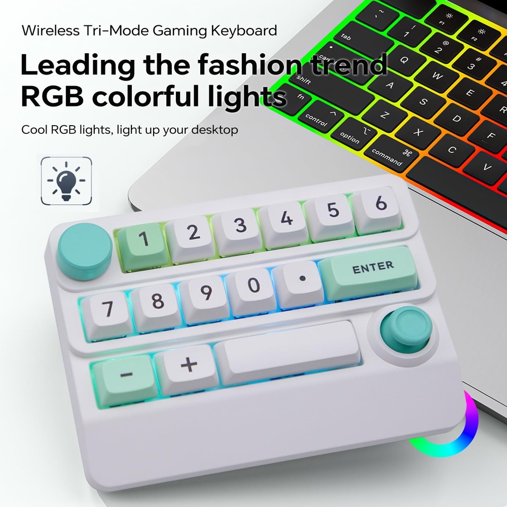 W909 Wireless RGB Mechanical Numeric Keypad, Hot-Swappable, Macro-Programmabl...
