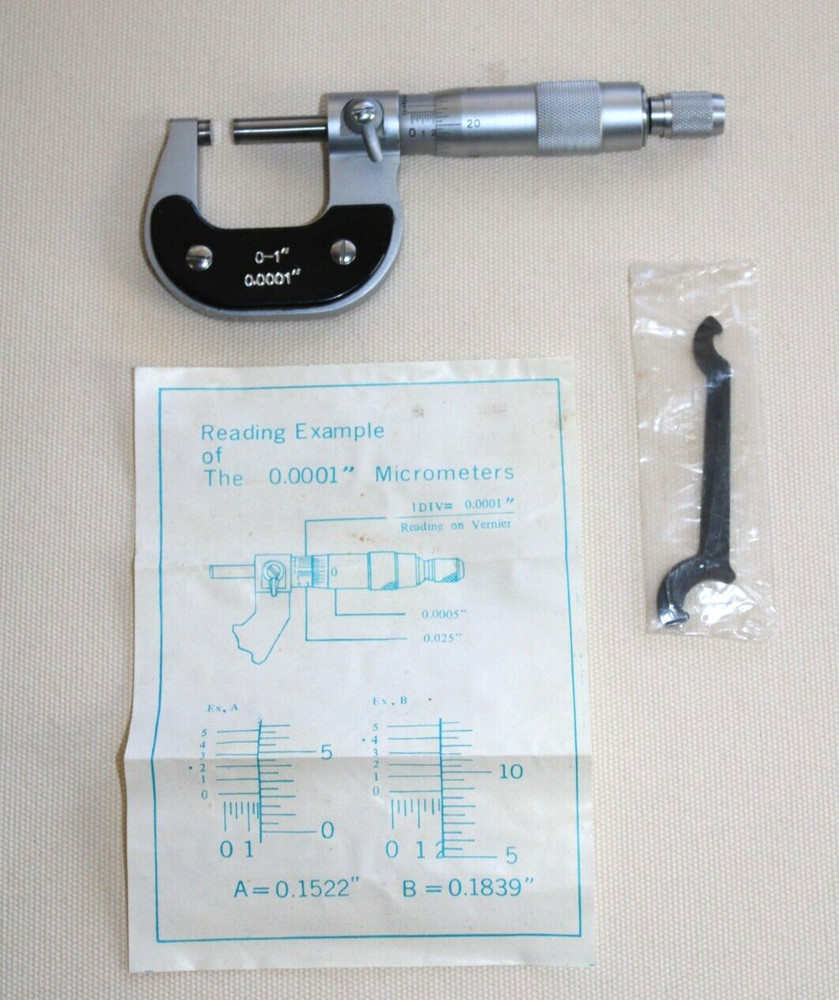 0"-1" Precision Outside Micrometer 0.0001" Resolution Carbide Tipped Standard #2