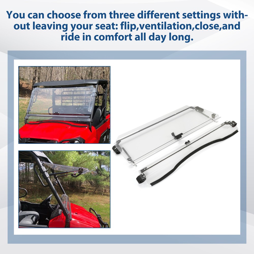 For 2019-2024 Kawasaki Mule Pro MX Front Flip Windshield Scratch Resistant