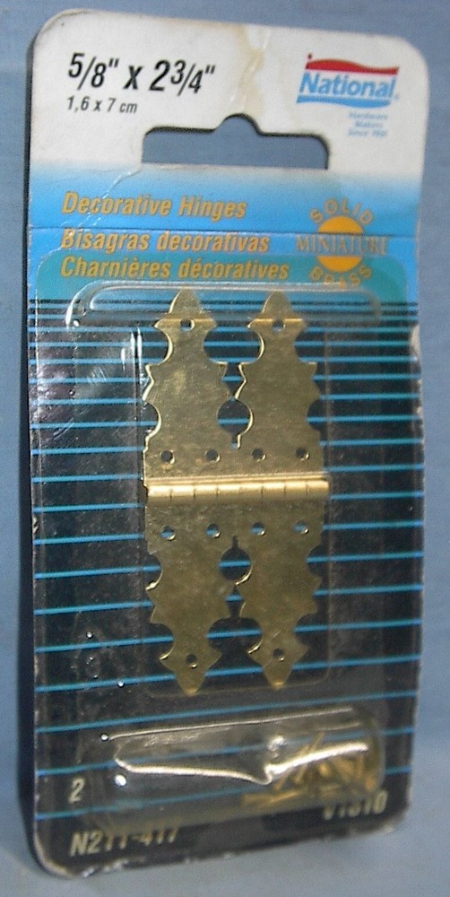VINTAGE HARDWARE NATIONAL SOLID BRASS HINGES 5/8" X 2 3/4" NEW OLD STOCK