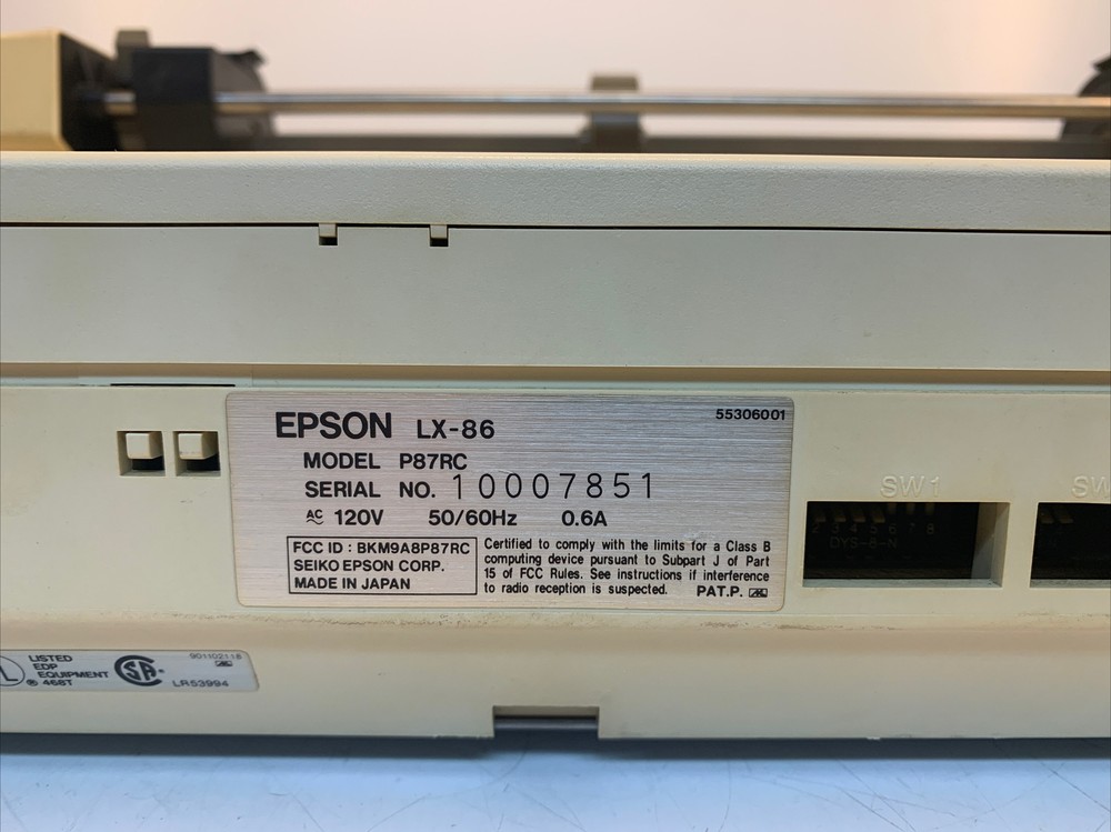 Vintage Epson LX-86 Dot Matrix Printer