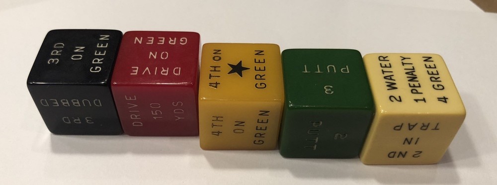 Vintage 3/4” Bakelite Golf Dice Game ( 5 Pieces)