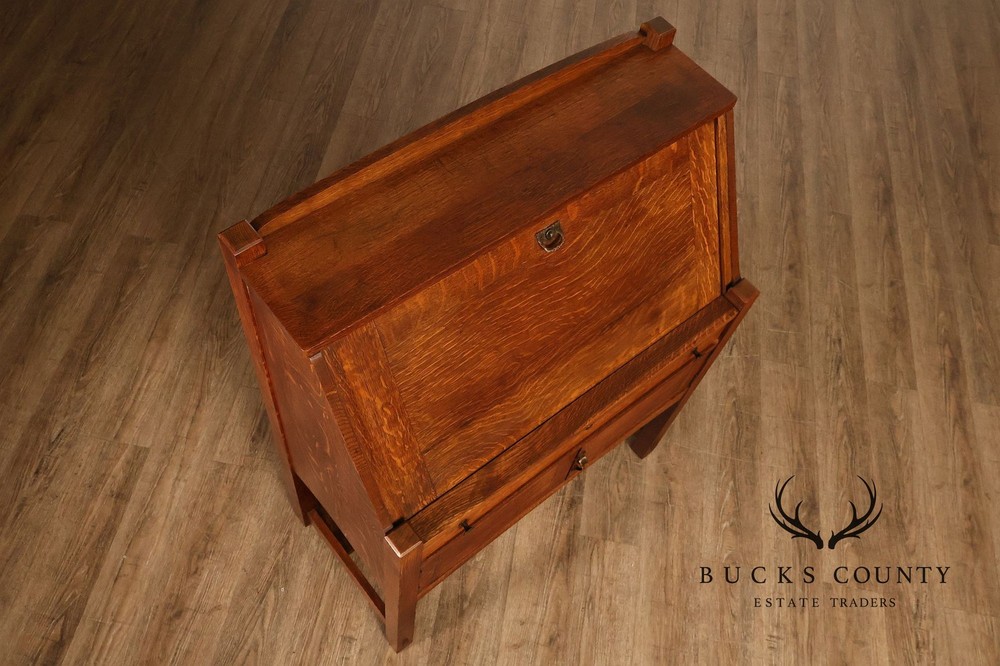 Limbert Arts And Crafts Antique Oak Slant Drop Front Writing Desk