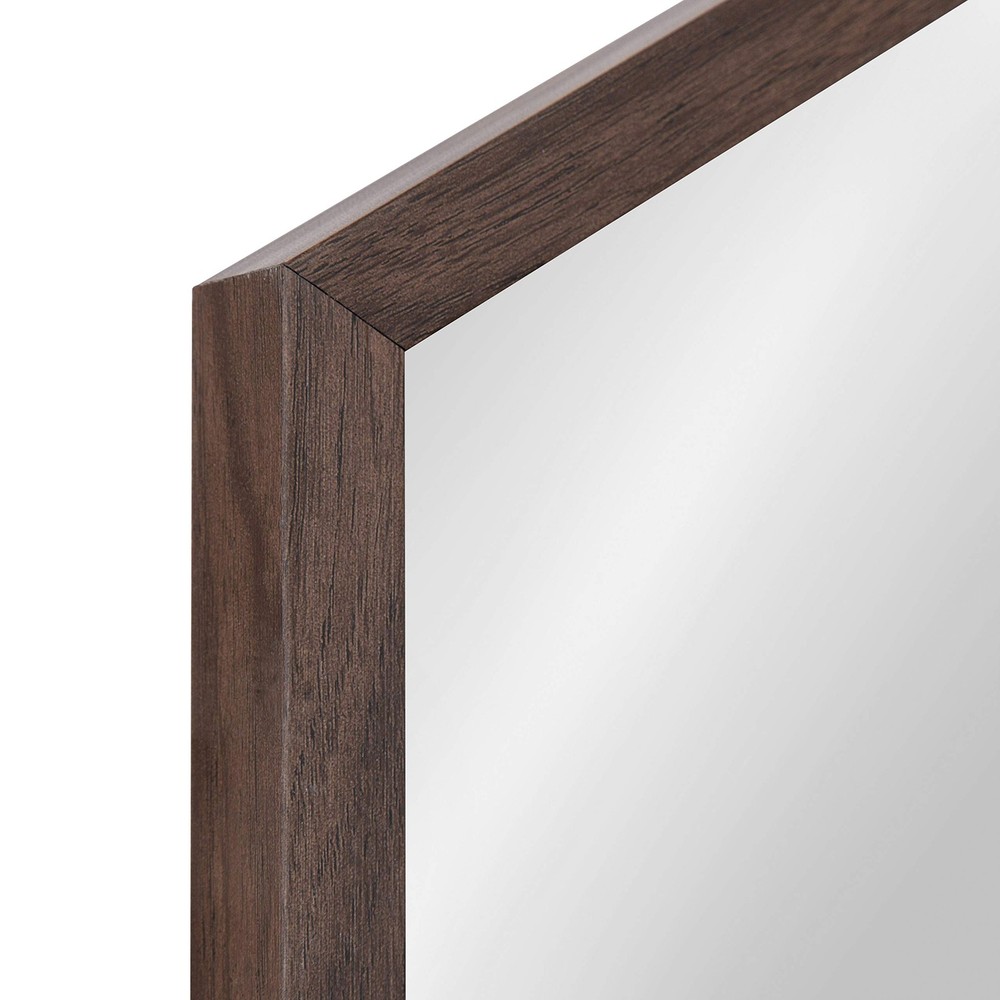Walnut Brown Hexagon Mirror, 24x36, Modern Geometric Wall Decor