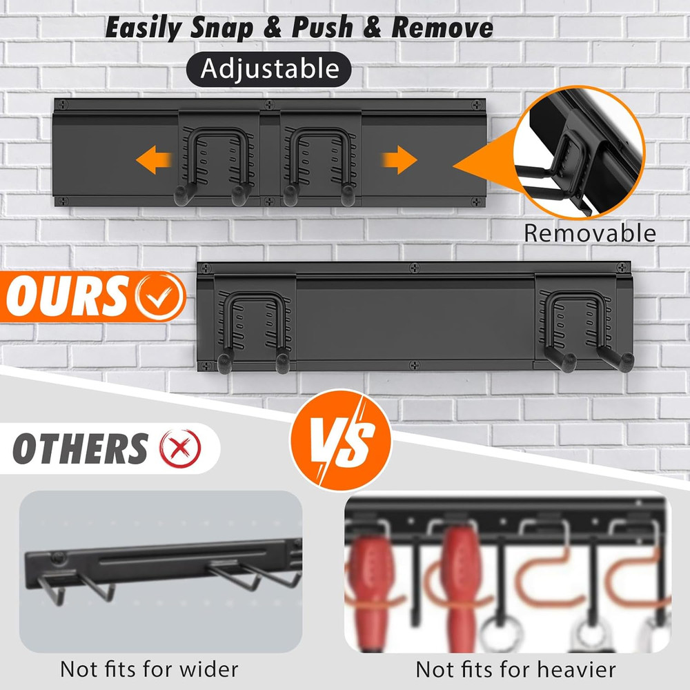 Garage Wall Organizer 64" Heavy Duty Tool Storage Rack Adjustable Hooks 570lb
