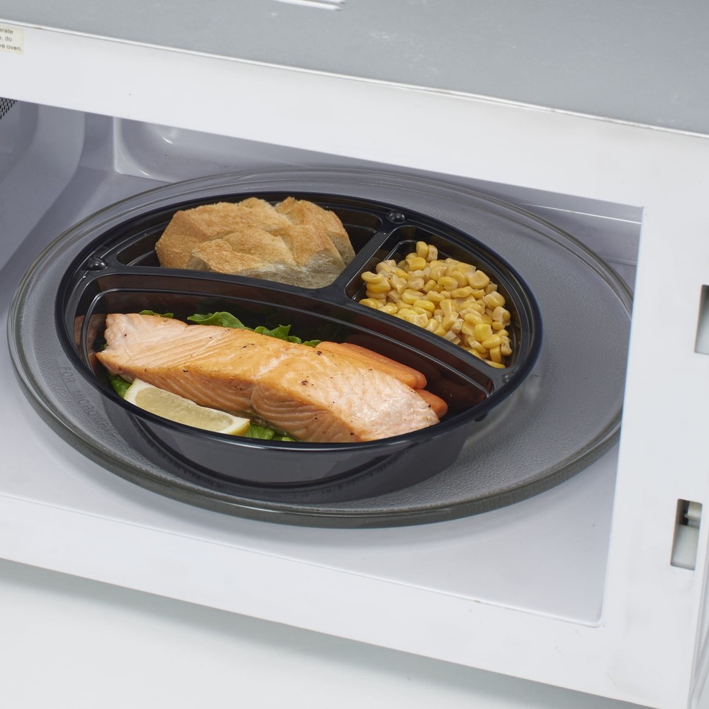 round meal prep container 3 compartment 1l 5 pack reusable