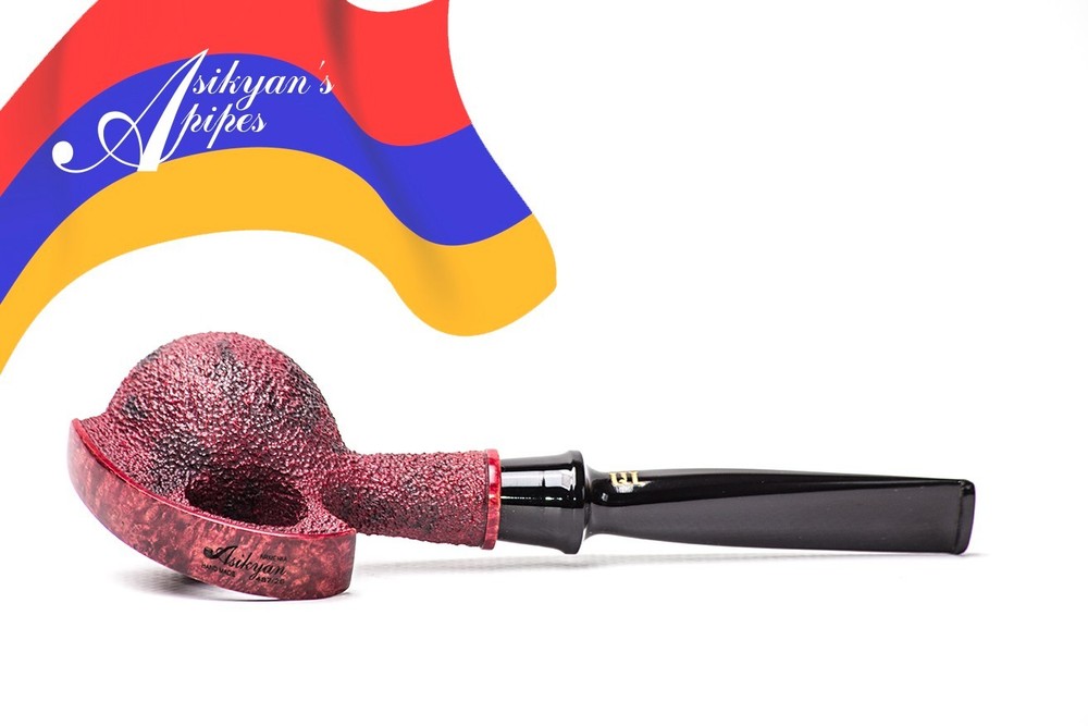 Asikyan Pipe #487/26 Apple Rusticated Art Carved Hand Made