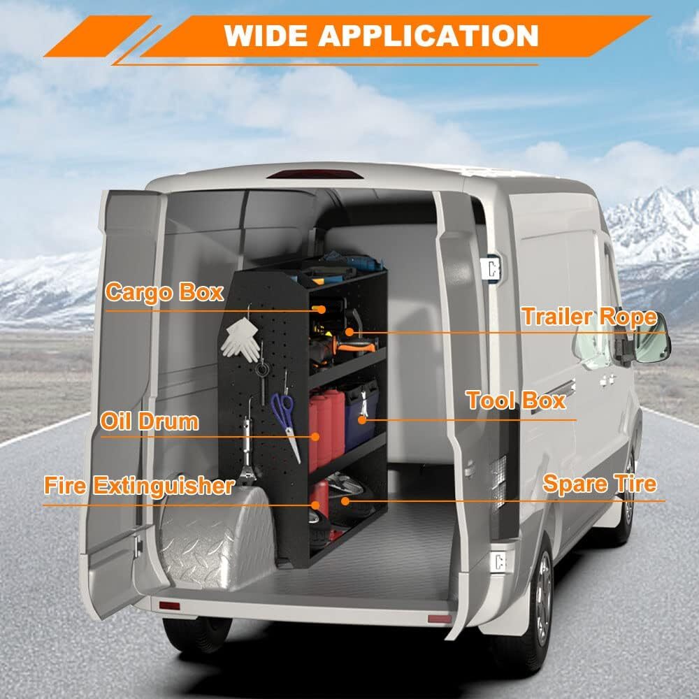 Van Shelving Storage System For Ford Transit, GM,NV, Promaster, Sprinter, Metris
