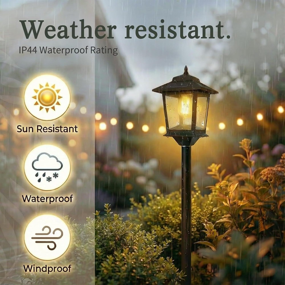 Outdoor Solar Post Lights, 2-Pack 63" Dusk to Dawn Solar Lamp Posts