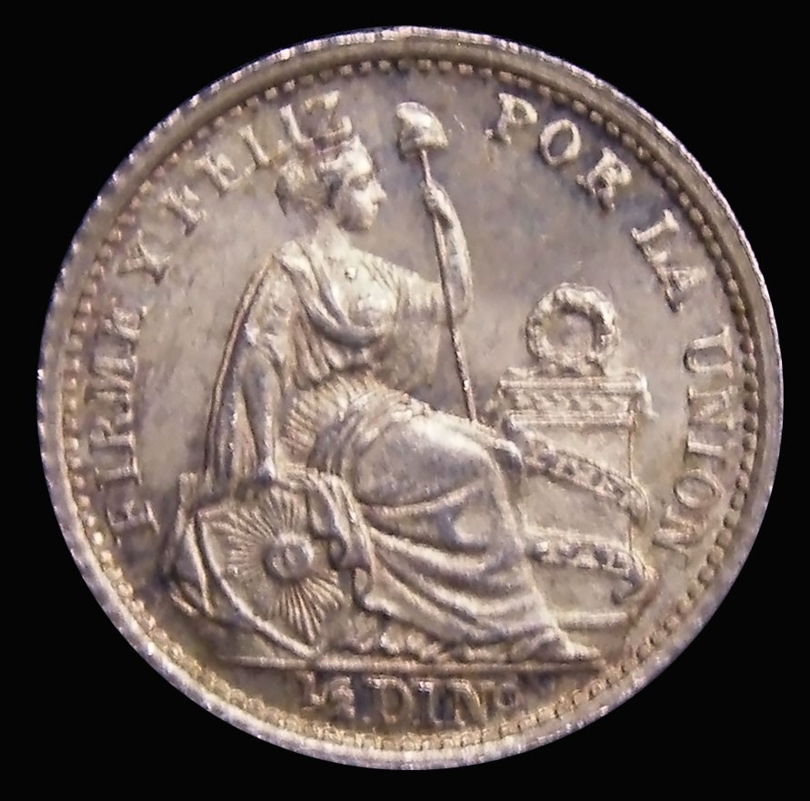 Peru Half Dinero 1903 over 1892 Lustrous A/UNC