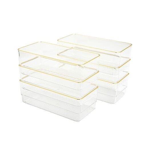 Kerry Plastic Stackable Office Desk Drawer Organizers, 6 Pack, with 6" x 3"