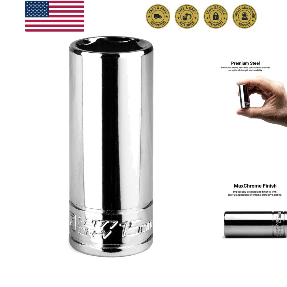 15 mm Deep Socket, 1/4-Inch Drive, 6-Point, Metric