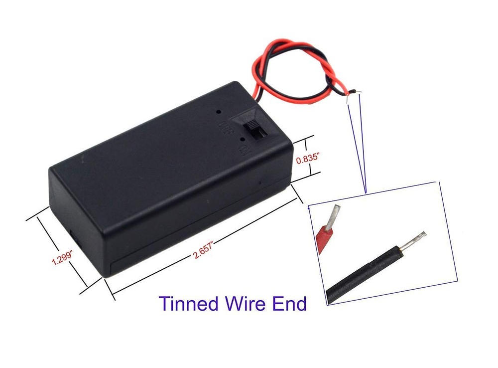 LampVPath (Pack of 2 9v Battery Holder, 9 Volt Holder with Switch,...