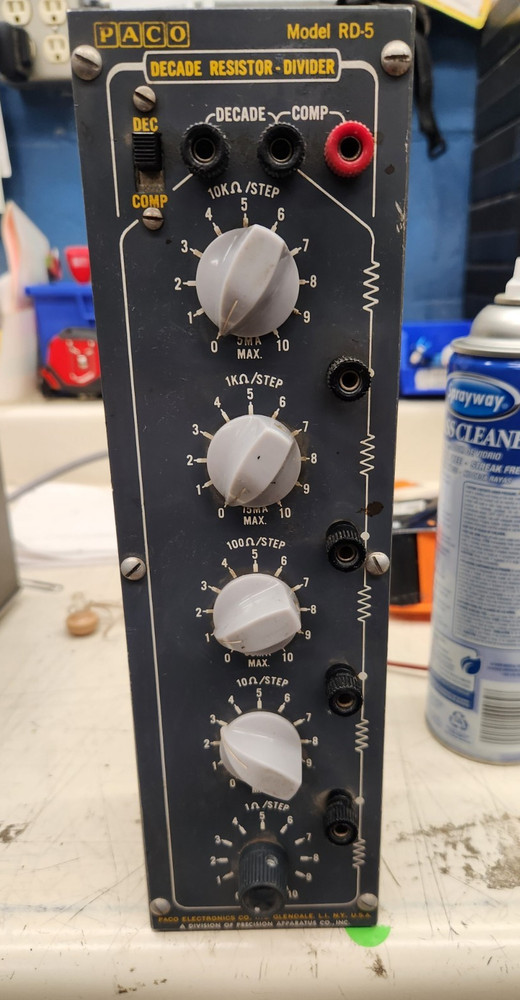 PACO RD-5, 5-Decade Precision Resistor Box  1, 10, 100, 1K, ohms