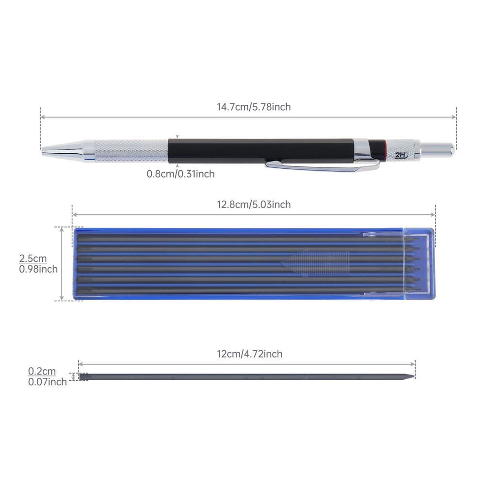 2 Set Carpenter Pencils with Black Refills for Woodworking Construction Marking