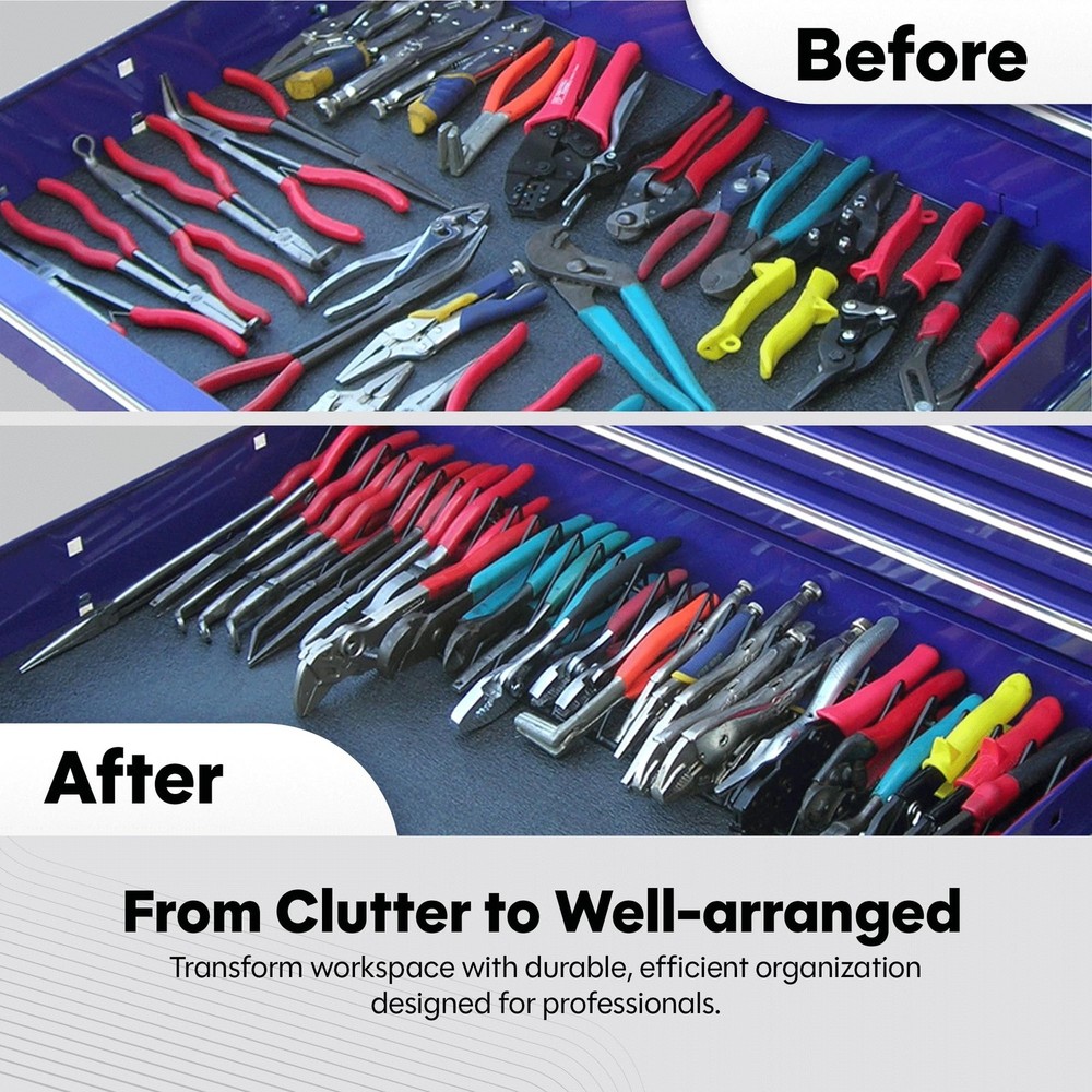 32-Tool Pliers Rack - Steel Frame, Vinyl Coated, Adjustable Organizer for Tools