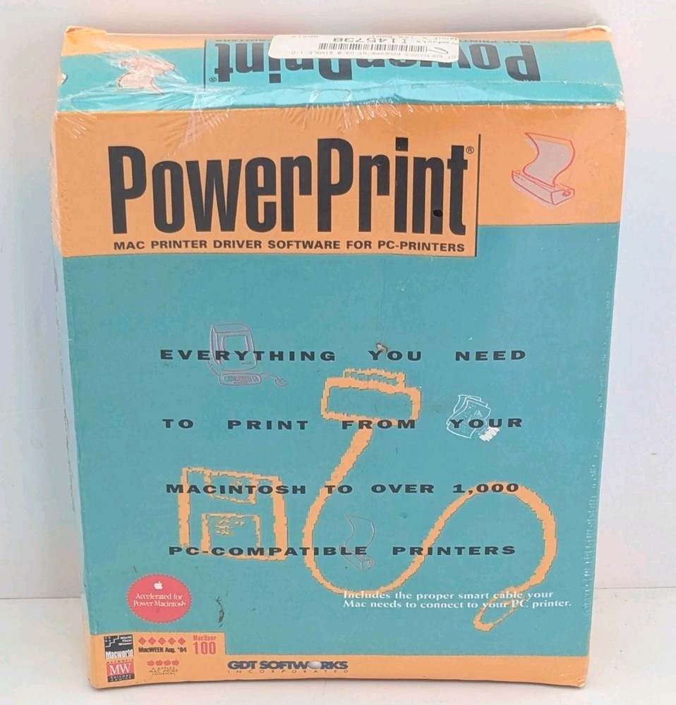 Sealed NOS Powerprint GDT Mac Printer Driver for PC Vintage Computing Software