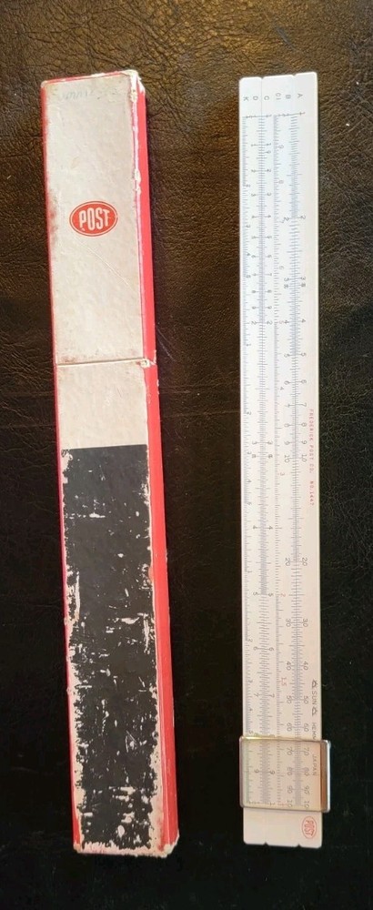 Vintage Frederick Post 10" Student SLIDE RULE 1447 Japan with Case
