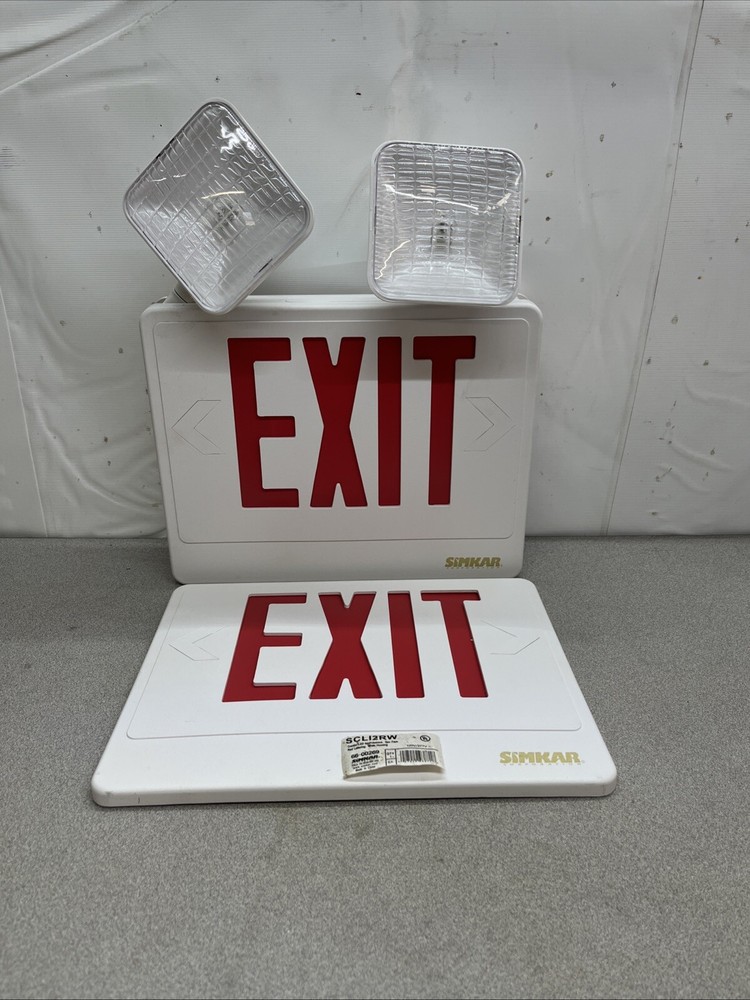 NEW SIMKAR LED DUAL HEAD EXIT/EMERGENCY LIGHT, 120V/277V SCLI2RW