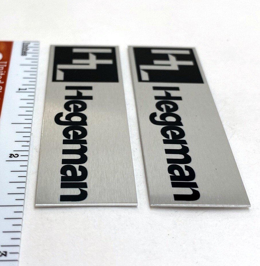 Hegeman Speaker Badge Logo Emblem Custom Made PAIR Silver