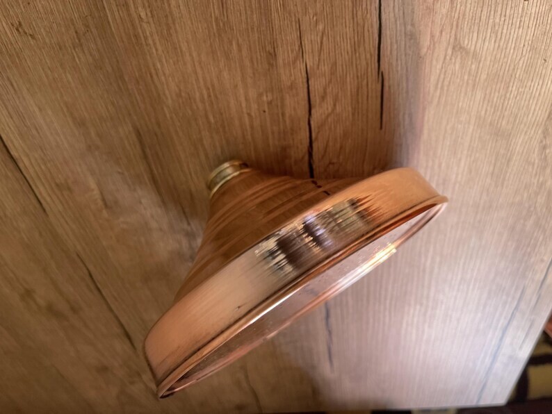 Unlacquered Solid Copper Rain Shower Head, Large Round Handcrafted Design.
