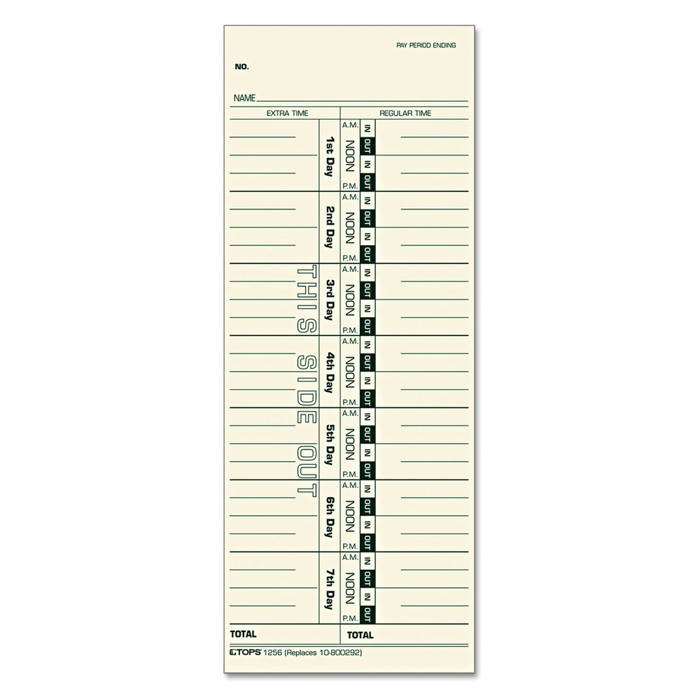 Weekly Time Cards, 1-Sided, Numbered Days, 3.5" x 9", 500-Count Pack