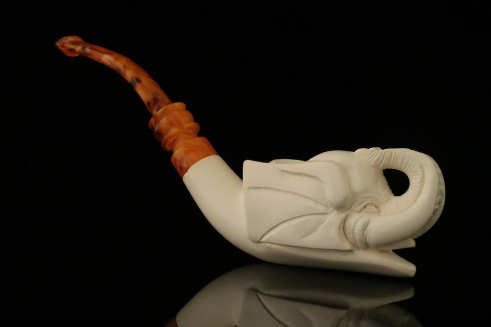 srv - Elephant Block Meerschaum Pipe with custom case M2516