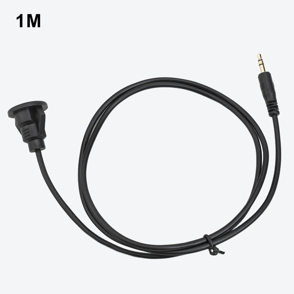 Car Instrument Panel Cable 3 5mm AUX Audio Extension Black ABS Length 100cm