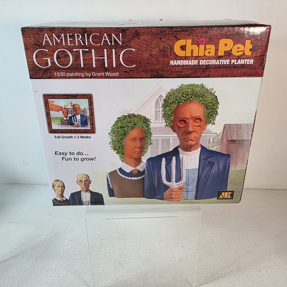 American Gothic Chia Pet Handmade Decorative Planter NEW