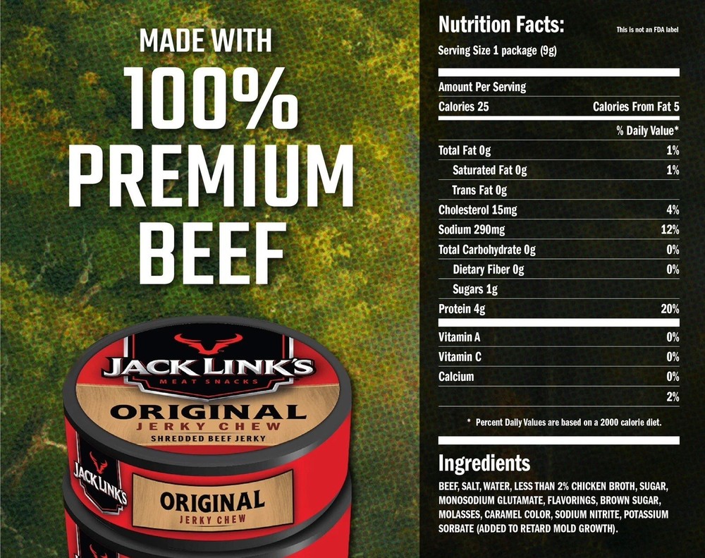 Jack Link's Beef 🥩 Jerky Chew - 0.32 Oz Tin
